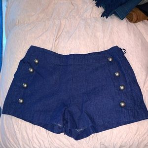 Denim shorts with side button detail
